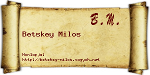 Betskey Milos névjegykártya